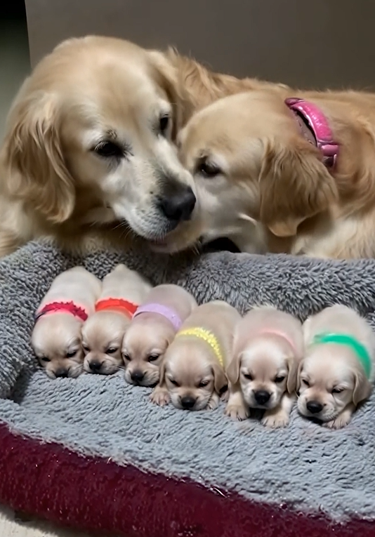 A Portrait of Pure Love Golden Retriever Family Melts Hearts Around the World 💕🌈