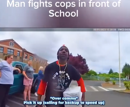 “Chaos Erupts Outside School as Man Struggles With Officers — Bodycam Footage Captures Intense Confrontation”