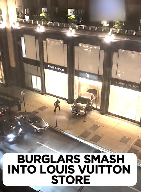 Midnight Chaos on Luxury Row Burglars Smash SUV Into Louis Vuitton Store
