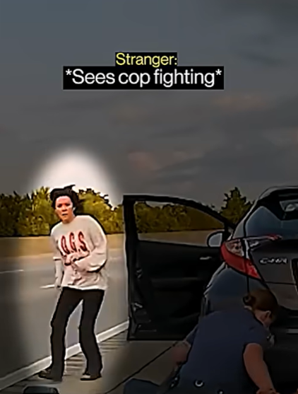 Hero Woman Saves Officer Mid-Fight