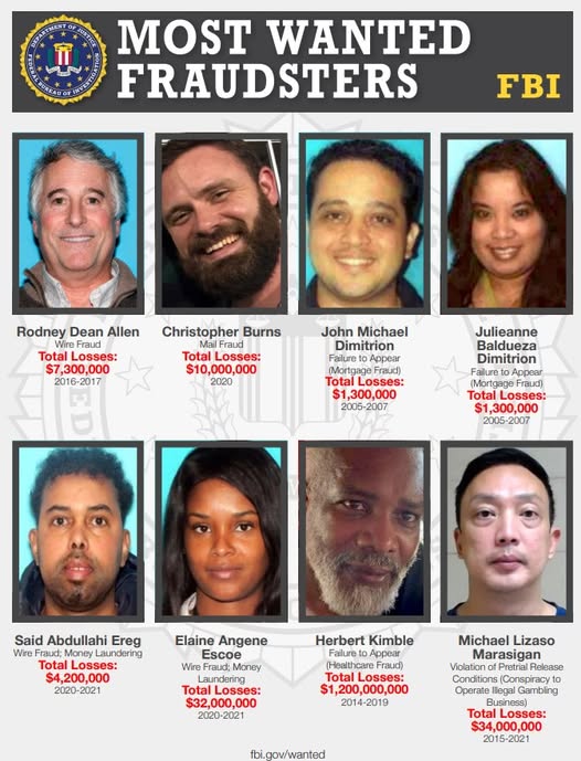 Today, the FBI announced the launch of its Most Wanted Fraudsters List